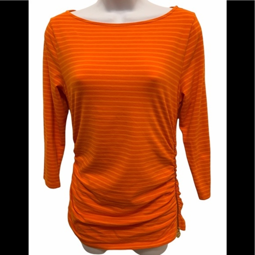 Michael Kors Orange stripes 3/4 sleeve Top